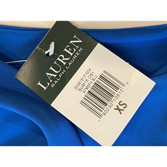 Lauren Ralph Lauren Women V Neck Cut Blouse Top 200615171004 Back Zip Blue SZ XS - Picture 6 of 8